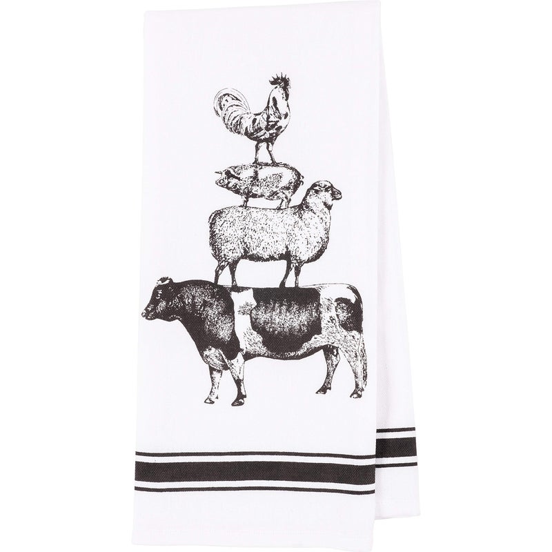 KAF Home Pantry Stacked Farm Animals Kitchen Dish Towel 18 x 28-inch Set of 4 - Image 3